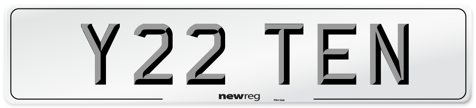 Y22 TEN Number Plate from New Reg